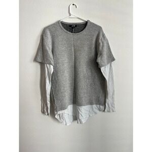 Jackson Men Gray White Layered Double‎ Sleeve Long Sleeve Shirt Small Streetwear
